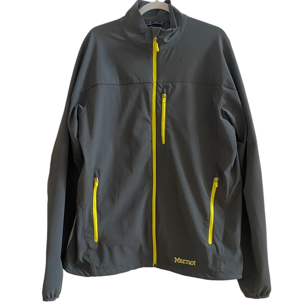 Marmot Tempo M3 Softshell Gray Yellow Gorpcore Water Resistant Outdoor Jacket-XL